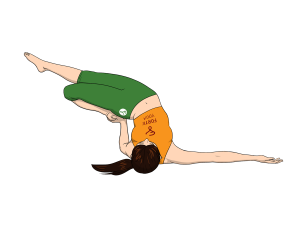 Half Frog Side Shoulderstand Yoga Pose